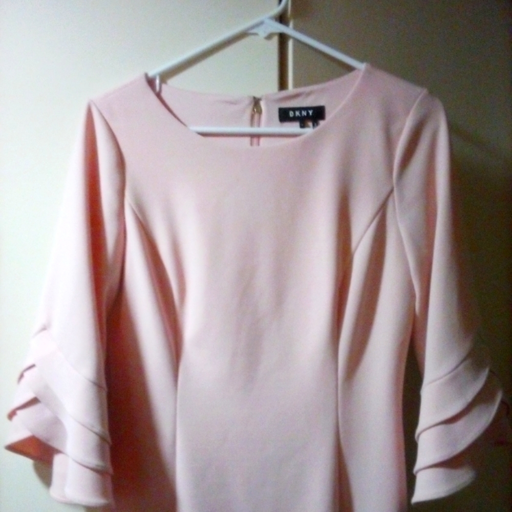 Chic Pink DKNY Dress with Ruffle Detail